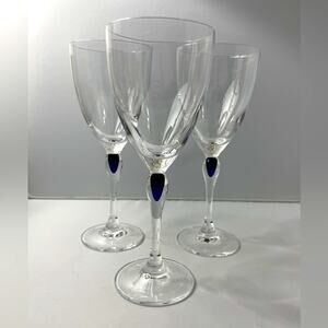 3 Cristal D'Arques Durand Venise Saphir Wine Drinking Glasses EUC‎